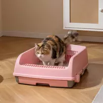 Promotions Katinų tualetas, pusiau automatinis, 60x46x24 cm, rožinis, apsaugantis nuo taškymosi
