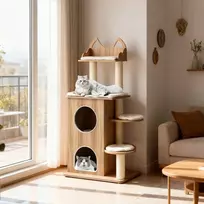 Promotions Katės draskyklė, 81.3x57.2x121.9 cm, smėlio spalvos, medinė