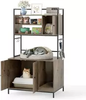 Promotions Kačių tualeto dėžės spintelė 78x51x137 cm pilka, su laikymo lentynomis