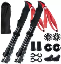 Promotions Trekkingo lazdos, sulankstomos lengvos vaikščiojimo lazdos, 36.5x115x130 cm, juoda raudona