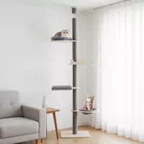 Promotions Kačių draskyklė, 5 aukštų nuo grindų iki lubų reguliuojama, 58x58x236-271 cm, pilka, medinė