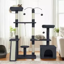 Promotions Katės draskyklė, 121x70x136 cm, tamsiai pilka, sizalis ir pliušas
