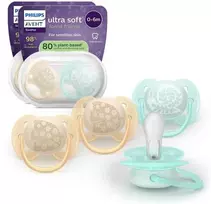 Philips Avent Ultra Soft tutti, 0–6 kk, 4 kpl, vaaleankeltainen/turkoosi