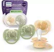 Philips Avent Ultra Soft tutti, 6–18 kk, 4 kpl, beige/vaaleanvihreä