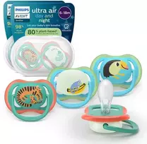 „Philips Avent Ultra Air Day & Night“ čiulptukas, 6–18 mėnesių, 4 vnt., žalias/mėlynas