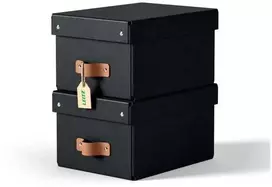Leitz Puro laikymo dėžė su dangteliu, maža, 7 l, 100 % perdirbtas kartonas, 2 vnt. pakuotė, Juodas, kartonas, 7 l, 200 mm, 280 mm, 150 mm