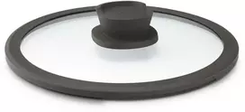 BergHOFF Stone+ 20 cm stiklinis dangtis - skaidrus su garų anga, silikoniniu kraštu ir vėsiu laikymo mygtuku