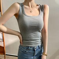Grynos medvilnės krūtinę dengianti camisole moterims vasarą su krūtinės pagalvėlėmis, viskas viename apatinis sluoksnis ir madingi 'hot girl' viršutiniai drabužiai dėvėti lauke S