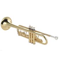 Trimitas B-plokščias Žalvarinis Auksu Dažytas Išskirtinis Patvarus Muzikos Instrumentas su Pripūtimu, Pirštinėmis Neutral Brand beige