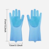 Pet Grooming Gloves Shedding Bathing Hair Remover Gloves Pet Shower Gloves Cat Dog Hair Deshedding Brush Rubber Remover Brush about31x13cm mėlyna