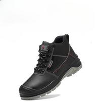 Anti-static Labor Insurance Shoes, Men's Anti-smash Anti-puncture, Black High-top Cowhide, Steel Head Safety Shoes Protective Work Shoes 36 juoda