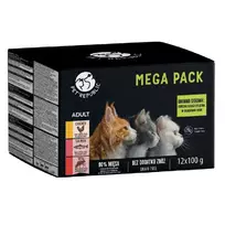 Pet Republic PETREPUBLIC Mega Pack vištiena, lašiša, veal – šlapias kačių maistas – 12x100g