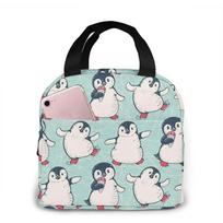 Penguins Insulated Lunch Box Reusable Cooler Tote Bag Waterproof Lunch Holder Lunch Bag Gift for Women Men Work Picnic Travel 22x20x13CM smėlis