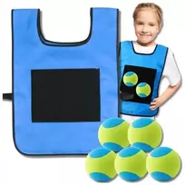 Vikrumo žaidimo rinkinys velcro liemenė su minkštais kamuoliukais, mėlyna