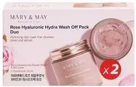 MARY & MAY Rose Hyaluronic Hydra Wash Off Pack dviejų kaukių rinkinys