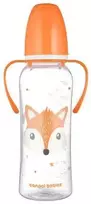 CANPOL 11/845 Standartinis buteliukas su rankenomis 250ml CUTE ANIMALS oranžinė