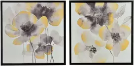 Mondex Since 1986 INGA 2 paveikslų rinkinys 40x40cm juodos ir auksinės gėlės