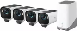 eufy Security eufyCam S3 Pro 4K lauko stebėjimo kamerų rinkinys su saulės panelėmis (4 kamerų komplektas)