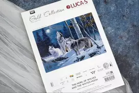 luca S Siuvinėjimo kryželiu rinkinys "Vilkų staugimas ir žiemos mėnulis" 52 x 35 cm SB727
