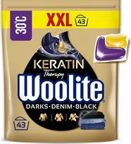 Woolite Keratino kapsulės juodų ir tamsių džinsų skalbimui 43 vnt.