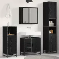 Vonios baldų rinkinys 4 pcs Juodas ąžuolas Apdirbta mediena