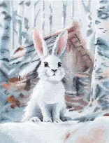 Oven Siuvinėjimo kryželiu rinkinys „Baltas zuikis“ 21×29 cm S1708