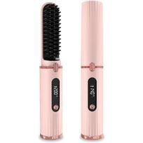 Wireless Hair Straightener Brush for Women Electric Hair Brushes 30s Fast Heating Comb Iron Portable Hair Straightening Brush rožinė
