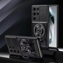 Deluxe Magsafe Magnetinis Belaidis Įkrovimas Samsung Galaxy S24 Ultra S23 Plus FE Piršto Žiedo Laikiklio Dėklas For samsung S23 juoda