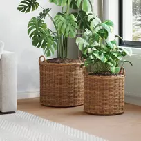 Gėlių krepšys su saugykla 2 pcs Ruda Lacak rotangas