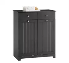 Sobuy Skalbinių spintelė 78x38,5x90,5 cm juoda, laikymo