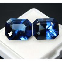 Natūralus mėlynasis safyras smaragdo pjūvio 21,35 ct SERTIFIKUotas laisvas brangakmenių pora 12.5 mm approx mėlyna
