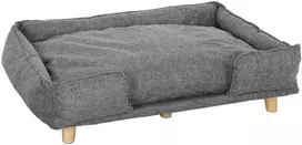 PawHut šunų sofa, sofa naminiams gyvūnėliams, lova augintiniams, nuimama ir skalbiama pagalvėlė, natūrali + tamsiai pilka