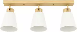 Pakabinamas šviestuvas HOMCOM LED lubų šviestuvas 40W, lubinė lempa su dvigubu tvirtinimu ir 90° kampu reguliuojamomis galvutėmis, su 3 E27 lizdais, natūralaus medžio