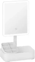Įkraunamas kosmetinis veidrodis su LED apšvietimu, pasukamas 180°, su 2 apšvietimo režimais, baltas