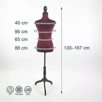 Relaxdays Drabužių manekenas 130x41x34 cm tamsiai raudonas