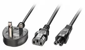 Maitinimo Kabelis - LINDY UK 3 Pin Kištukas į IEC C13 ir C5 Maitinimo Laidas, 10A/250V PVC, 2.5 m, Juodas
