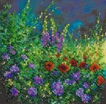 Abris Art Mini siuvinėjimo karoliukais rinkinys „Lauko pieva“, 15x15 cm