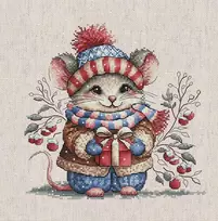 Ava Stitch Kryželiu siuvinėjimo rinkinys „Pelytė su šaliku“ 20x20 cm AVA