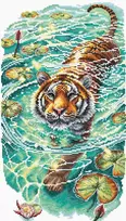 Ava Stitch Siuvinėjimo kryželiu rinkinys Tigras turkio loto tvenkinyje AVA-P014