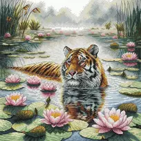 Ava Stitch Kryželiu siuvinėjimo rinkinys „Tigras tarp vandens lelijų“ 30x30 cm