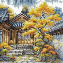 Ava Stitch Siuvinėjimo kryželiu rinkinys „Auksiniai medžiai“ 28,5x28,5 cm AVA-P118