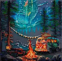Abris Art Karoliukų siuvinėjimo rinkinys „Stovyklavimas po žvaigždėmis“ 20x20