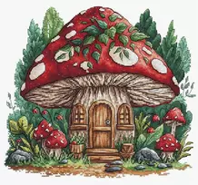 Ava Stitch Kryželiu siuvinėjimo rinkinys „Grybų namelis“ 16 ct Aida