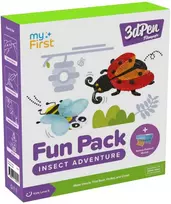 myFirst 3dPen Make Filaments Fun Pack Insect Adventure- komplektas kreatywny do długopisu 3dPen: 5 szablonów, 17 wkładów PCL (34 m), moduł auta pull-back, arkusz termoplastyczny