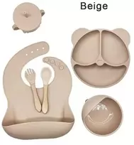 Silikoninis vaikų indų rinkinys, 6 dalių, biežinis