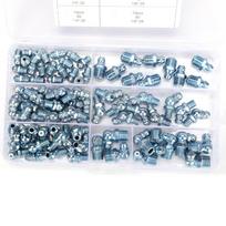 80pcs Straight Bend Grease Zerk 1 8in 28 45 degrees  Galvanized Blue Zinc Iron Hexagonal Nozzle