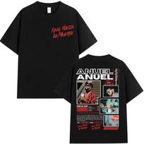2025 Summer Rapper Anuel AA Real Hasta La Muerte Tour New Album Men's Hip Hop Gothic Breathable 100% Cotton Printed T-shirt S