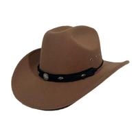 American Western Cowboy Hat Male Tibetan Travel Photo Versatile Hat Female Cow Head Black Woolen Jazz Hat M（56-58cm） šviesiai ruda spalva