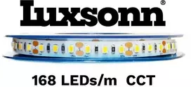 19,2W/m LED juosta LUXSONN, BRIDGELUX diodai, 2700K-6500K, DC24, IP20, 168 LED/m, CRI80, 5m ritė