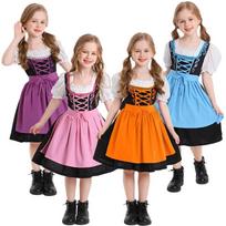 Vaikiška tradicinė bavariška dirndl suknelė vokiškas Oktoberfest mergaičių kostiumas vaikams alaus festivalio tarnaitės cosplay M rožinė